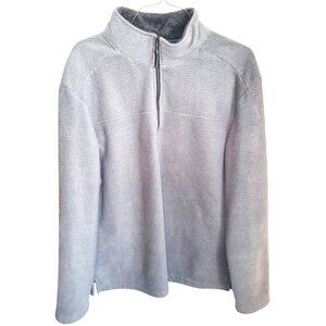 London Fog 2XL Grey Herringbone Fleece Pullover Jacket Half-Zip Sherpa Lining